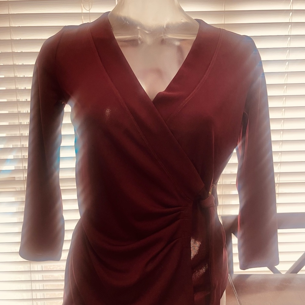 Ralph Laurent Elegant Burgundy Wrap Dress
